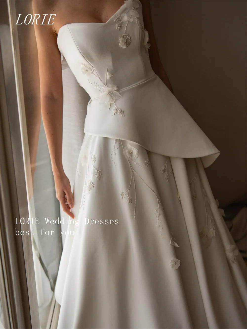 LORIE فستان زفاف فاخر ثلاثي الأبعاد على شكل حرف A فساتين زفاف على شكل قلب مزين بثوب زفاف أنيق مخصص 2026 #5