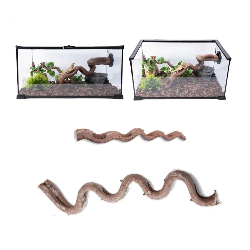 Reptiles Habitats Decoration Terrariums Natural Rattan Climbing Branch Resting Shelter Vine for Snake Bearded Dragon Y5GB