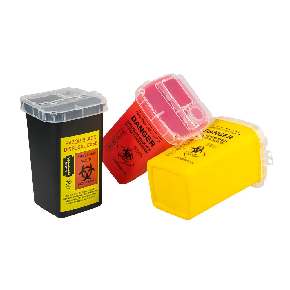 

1L Yellow Red Black Tattoo Medical Plastic Sharps Container Needle Disposal Waste Box Tattoo Needle Tips Accessories