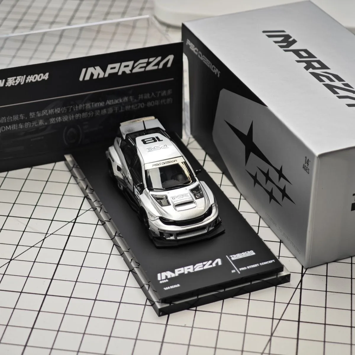 TimeMicro&PSC-TM 1/64 Subaru Impreza Silvery Diecast Car Model Alloy Simulation Collection Toy Gift For Boys#peetyeee