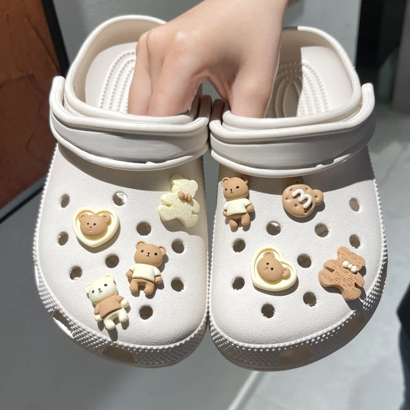 

New Cute Animal Shoe Charm Set Khaki Colour Series Removable Design Suitable for Hole Shoes and Beach Bag Accessories Xmas Gifts