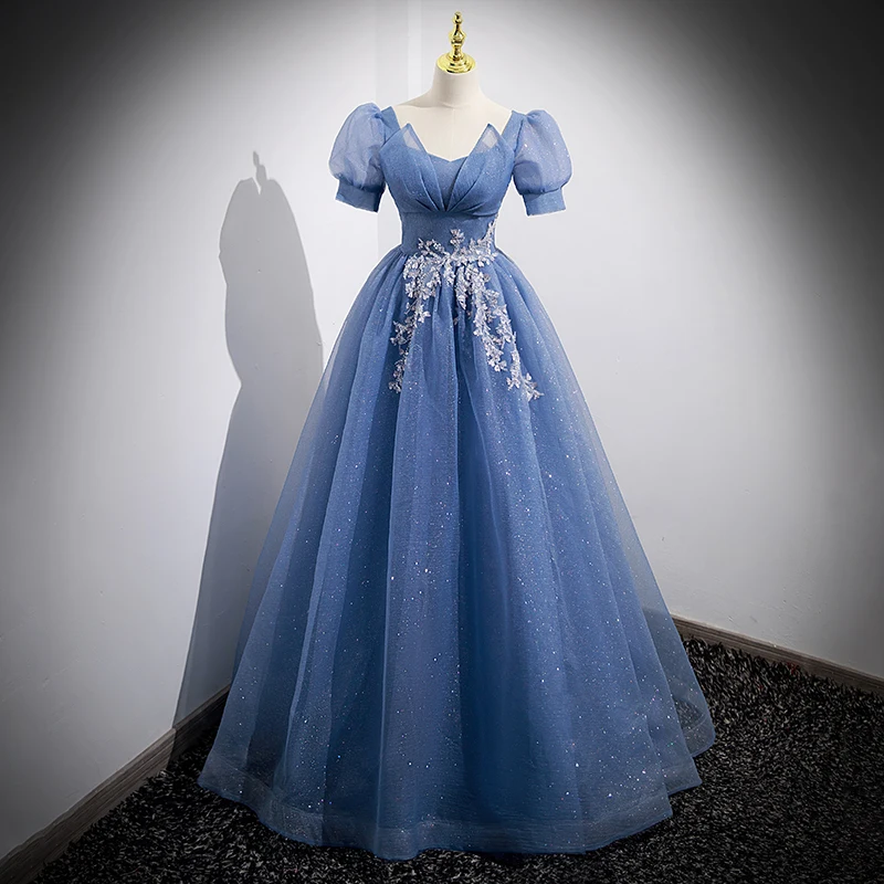 

Blue Evening Gown Women's 2026 New Sle Piano Performance Forest System Beautiful Solo Vocal Performance Costume Light Weight
