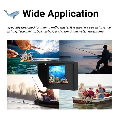 4.3 Inch LCD Monitor 1000TVL Fish Detector 20M Cable 180 Degree 12-Piece LED Night Vision Fishing Camera for Sea Lake Fishing