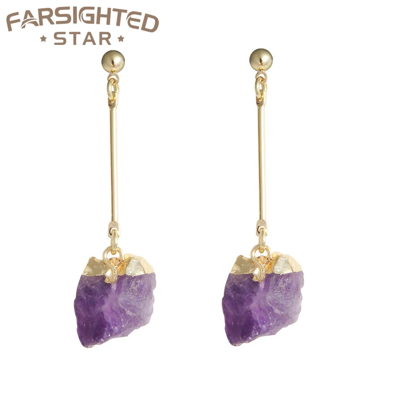 Crystal Earrings Irregular Natural Stone Hook Drop Earrings Women\'s Long Tassel Hook Earrings Banquet Wedding Engagement Jewelry