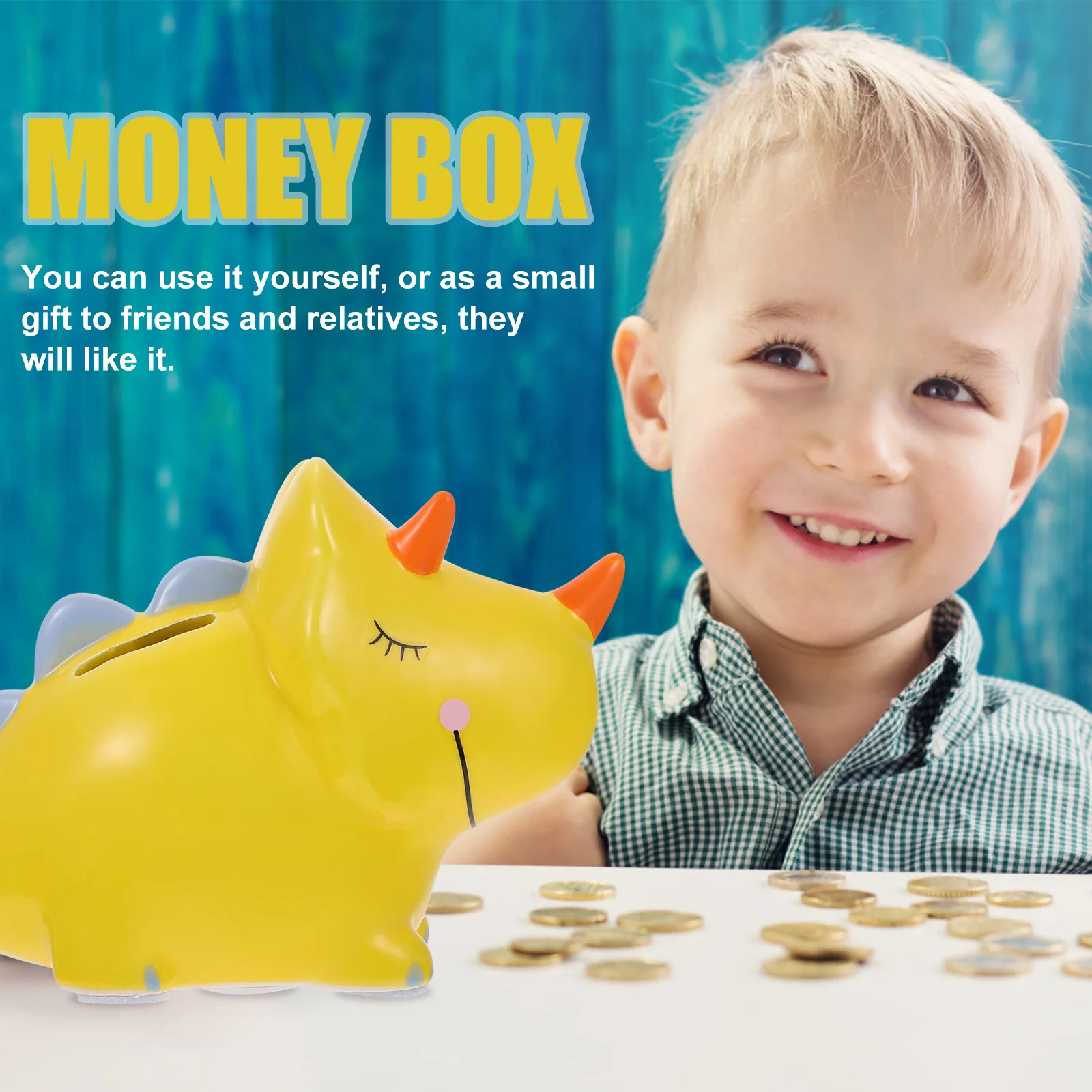 Maceta de ahorro de dinosaurio de dibujos animados, banco de monedas de cerámica de gran capacidad, adorno de escritorio, caja de almacenamiento de monedas, decoración del hogar, 1 Uds.