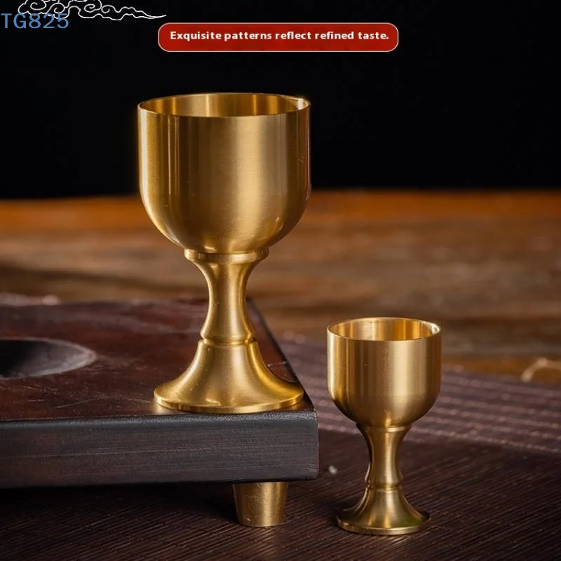 【AN】【AN】Brass Wine Glass Restaurant Goblet Tabletop Red Wine And White Wine Trumpet Copper Crafts Copper Decoration Mini  Glass