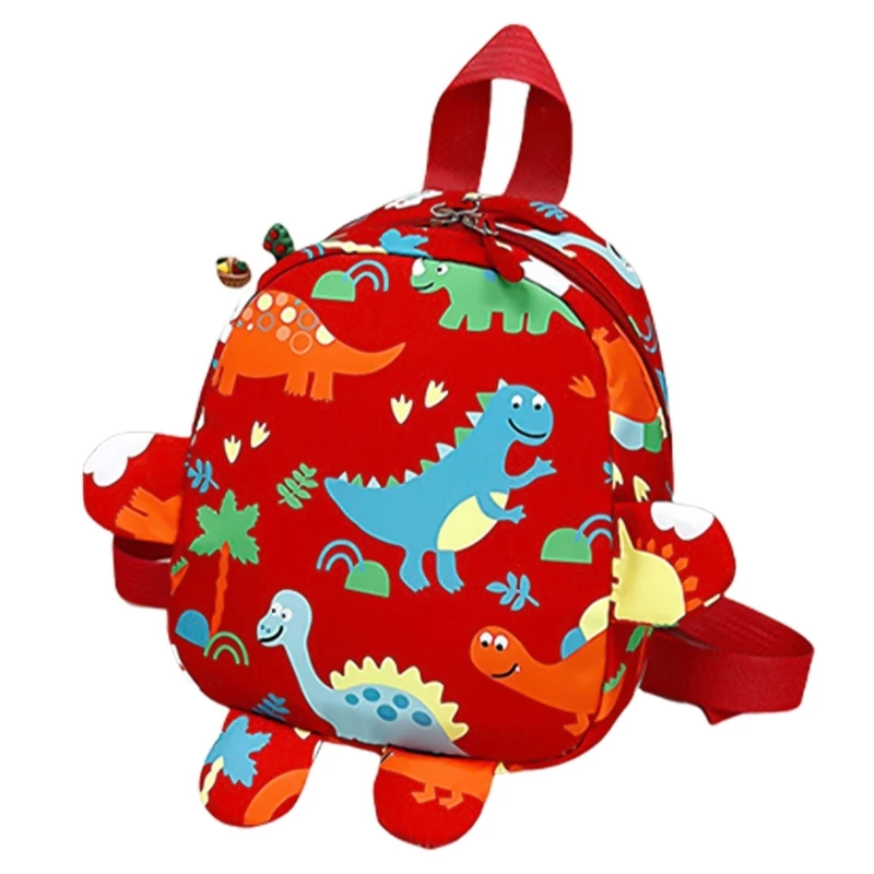 Mochila infantil nylon com padrão dinossauro, desenho animado, vários bolsos para escola viagem, berçário, bolsa para