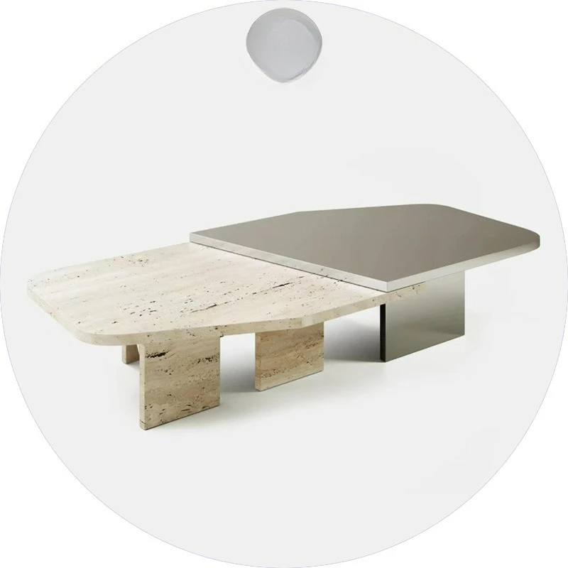 Customizable stone coffee table combination minimalist retractable low table