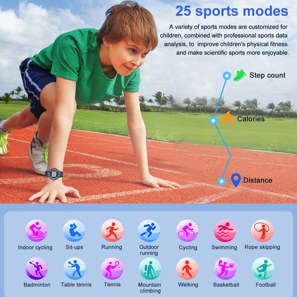 2023เด็กแบบใหม่บลูทูธสมาร์ทวอท์ช1.2 "นาฬิกาออกกำลังกายอัตราการเต้นของหัวใจกันน้ำเตือนข้อมูลนาฬิกาอัจฉริยะสำหรับเด็ก