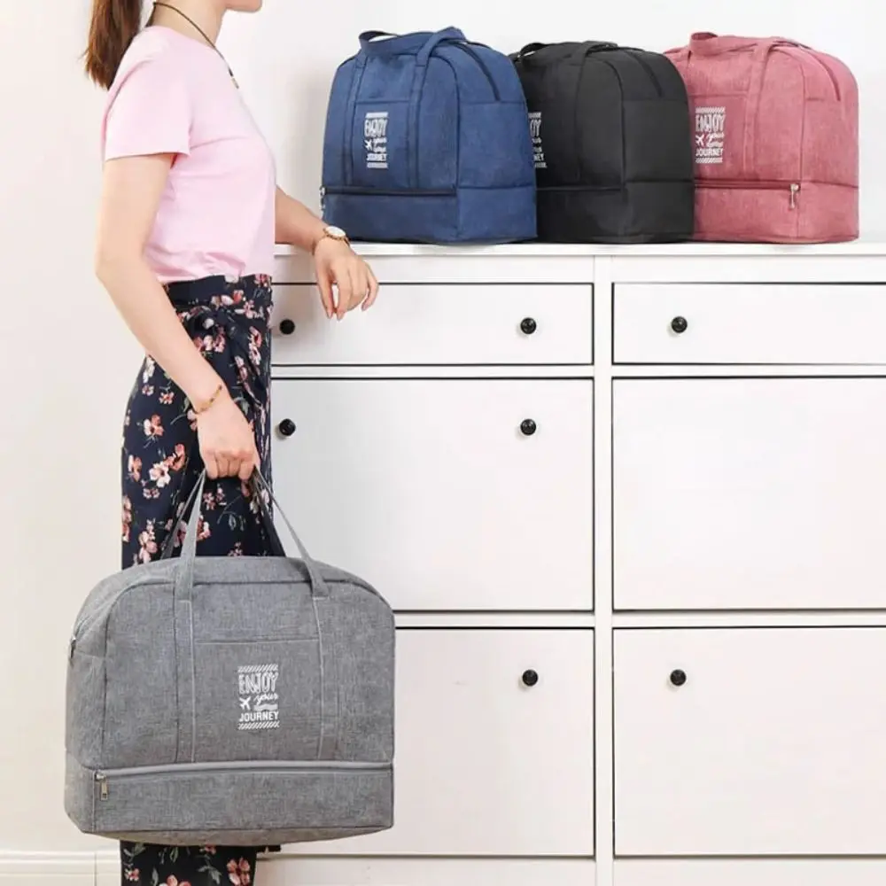 Tas traveling wanita kapasitas besar, tas Tote luar ruangan, tali bahu lebar basah dan kering, tas Yoga kebugaran, tas renang portabel, tas perjalanan wanita kapasitas besar baru