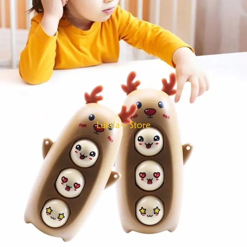 Y4QA Anxiety Elk Doll Fidgets Keychain Face Changing Pendant Pressure Relief Keyring