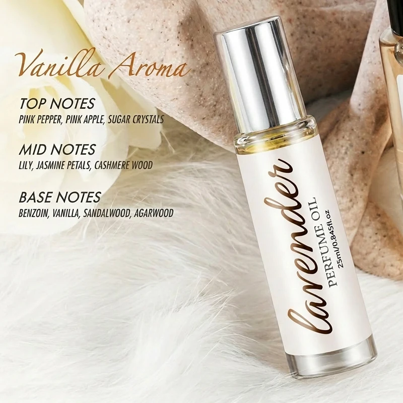 Vanilla Fragrance Perfume Essential Oil Spray, 25ml, Light Fragrance Body Perfume, Long-Lasting Scent, Gentle and Non-Irritating, Suitable for Sensitive Skin, Romantic Charm to Attract the Opposite Sex, Suitable for Day and Night Use, Ideal for Holiday Gifts, Perfect for Parties, Special Occasions, Dates, Gatherings, and Travel Trips, the Dopamine of Walking, Women's Fragrance, Enhances Charm and Self-Confidence.