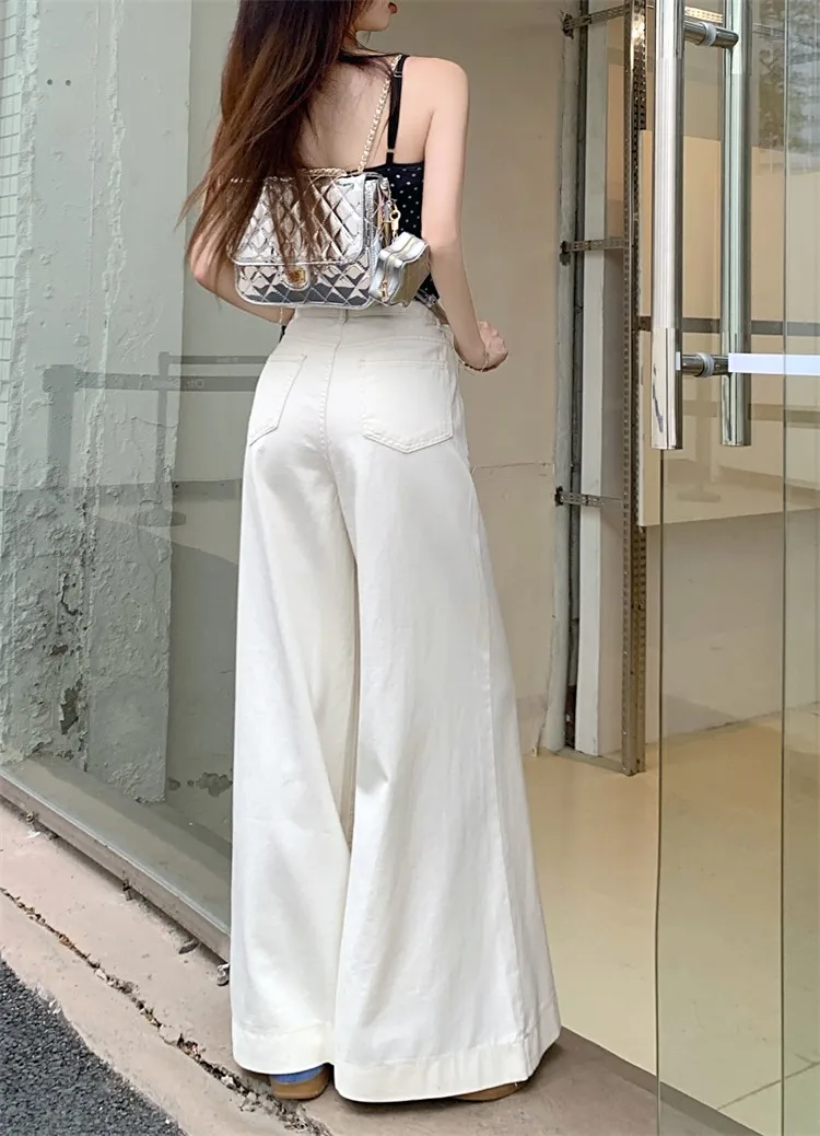 ZHISILAO New Baggy Wide Leg Jeans Women Vintage Boyfriend Floor Length Denim Pants Summer 2024