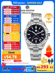 San Martin 39mm Avventurina quadrante con pietra preziosa orologio da uomo di lusso NH34 GMT meccanico automatico zaffiro impermeabile luminoso SN0129