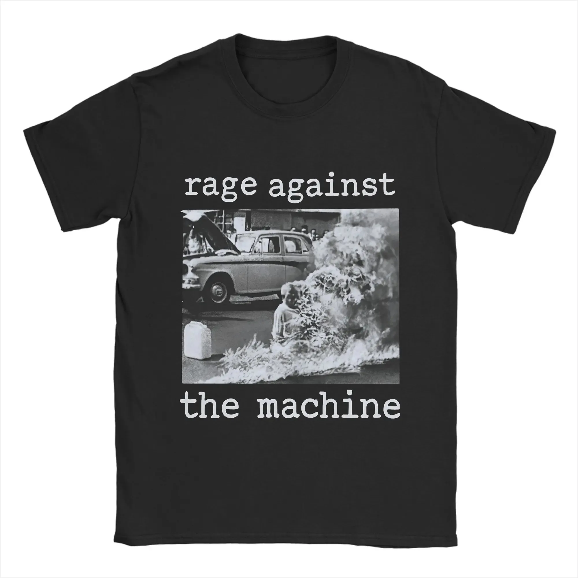 Vintage Rock Band Rage Against The Machine T-shirt Punk Black Tops Casual Loose Crew Neck Cotton Tee Spors Streetwear Unisex