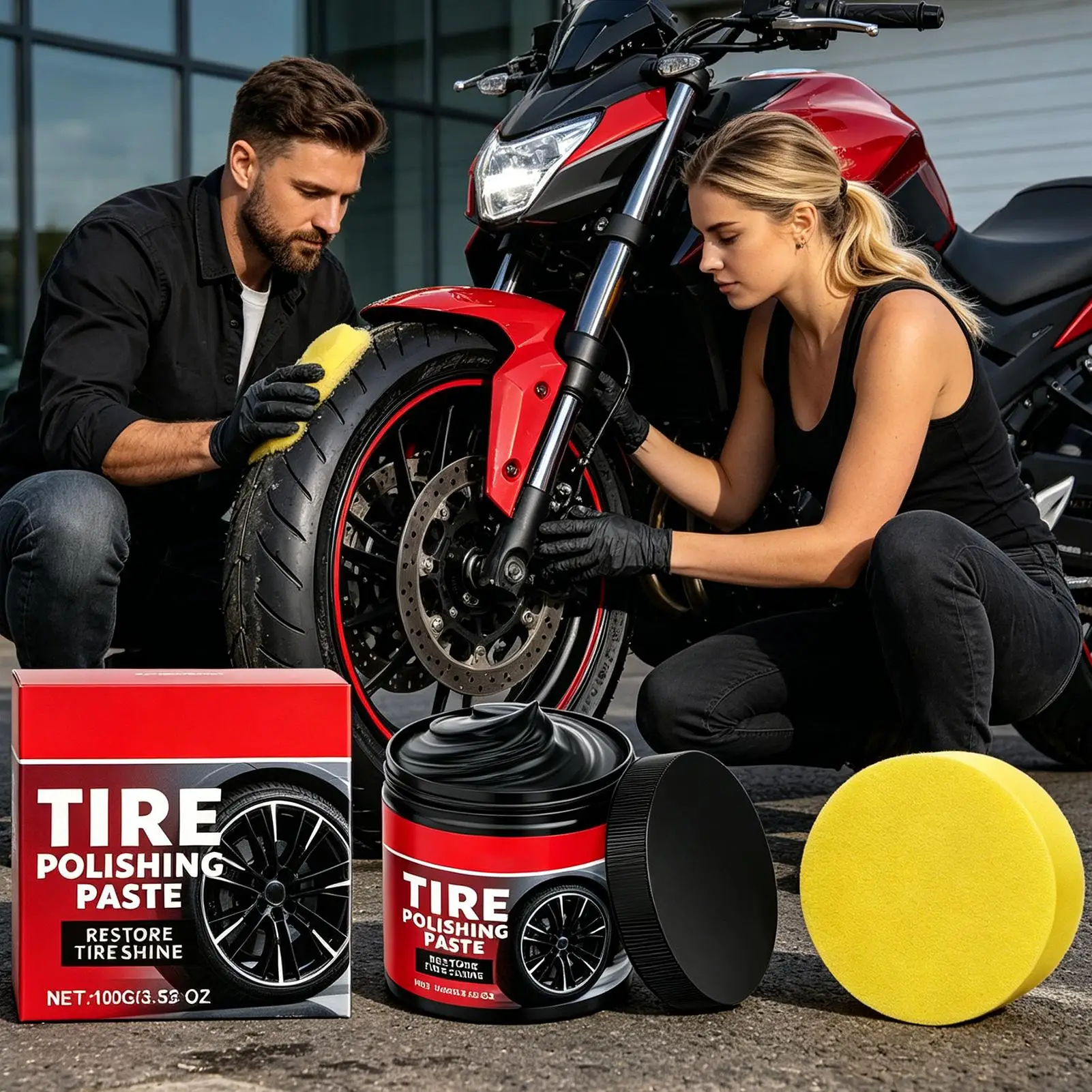 Tire Shine Spray and Dressing, High Gloss Black Tire Polish with UV Protection, Long-Lasting Tire Coating for Cars Restores