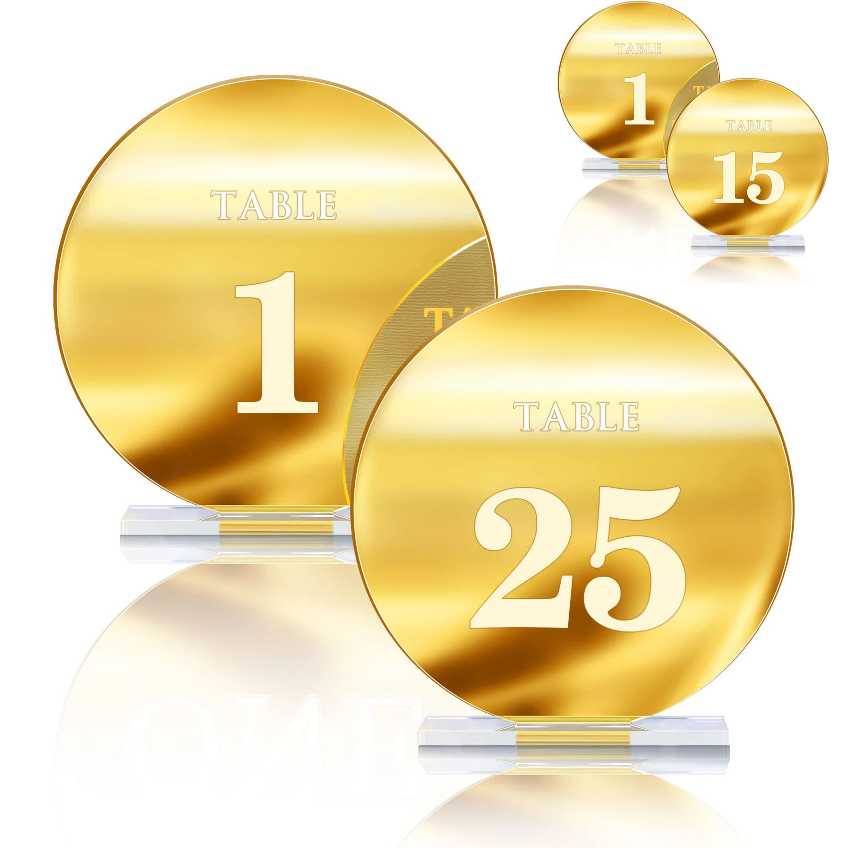 

Golden Round Mirror Number 1-25 Acrylic With Base Wedding Banquet Party Standing Card Table Number Table Card Party Decoration