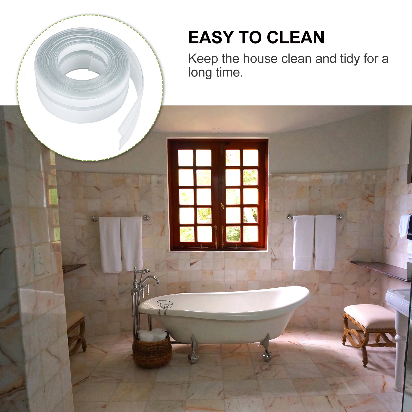 

Self-Adhesive Waterproof Tape Durable Sealing Easy Clean Bathroom Toilet Crevice 1 Roll Waterproof Bathroom Tape