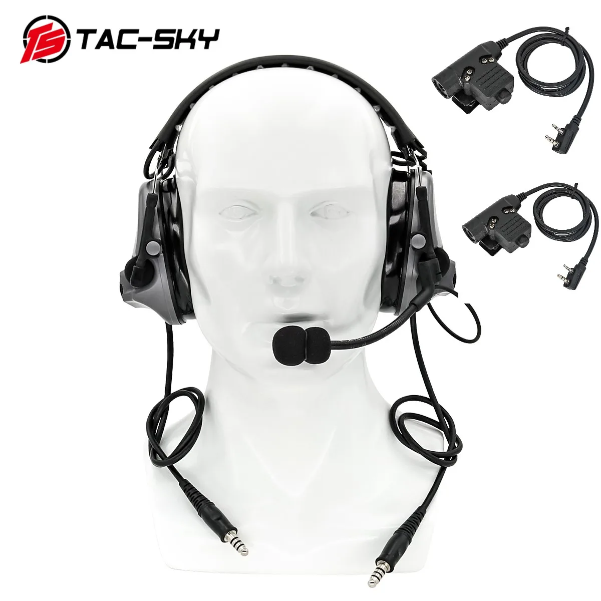 TS TAC-SKY COMTAC III Noise Cancelling Tactical Electronic Shooting Headset New Detachable Headband Dual Pass and u94 PTT