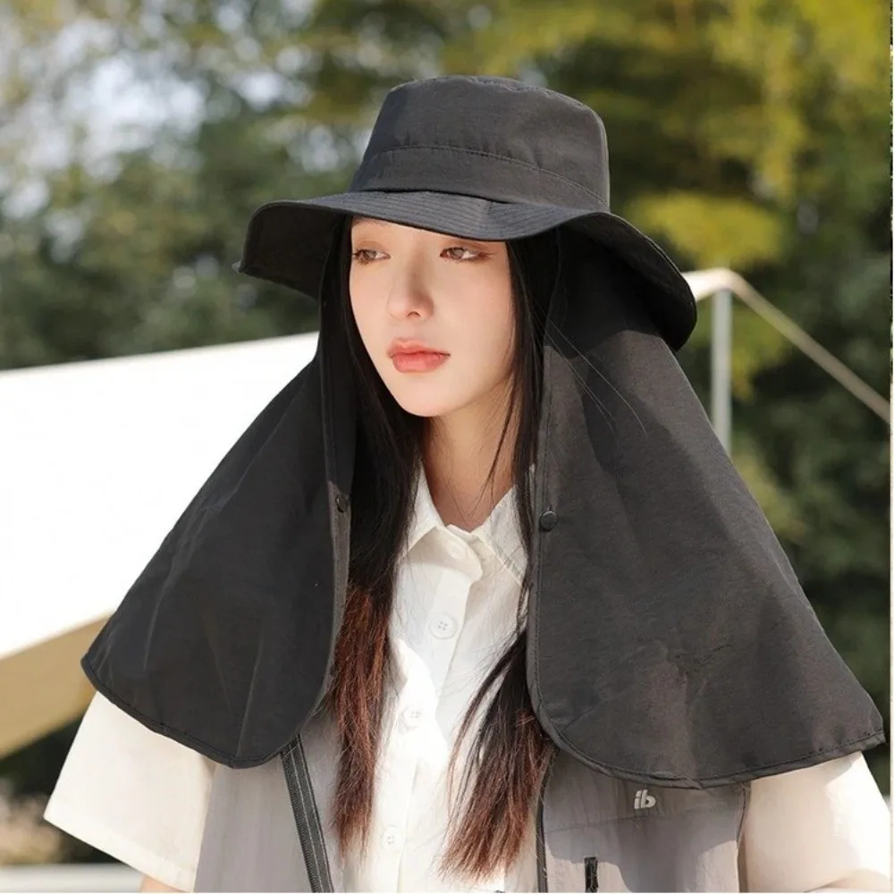 

Fashion with Neck Cover Sun Hat UV Sun Protection Solid Color Fishing Hat Sun Protection Hat Hiking