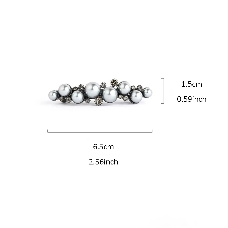 Elegante graue Perlen-Strass-Haarspange – Hochwertige Damen-Haarspange für den Hinterkopf, halbgebundenes Frühlings-Haarclip-Design, französische Haaraccessoires – Detail 5