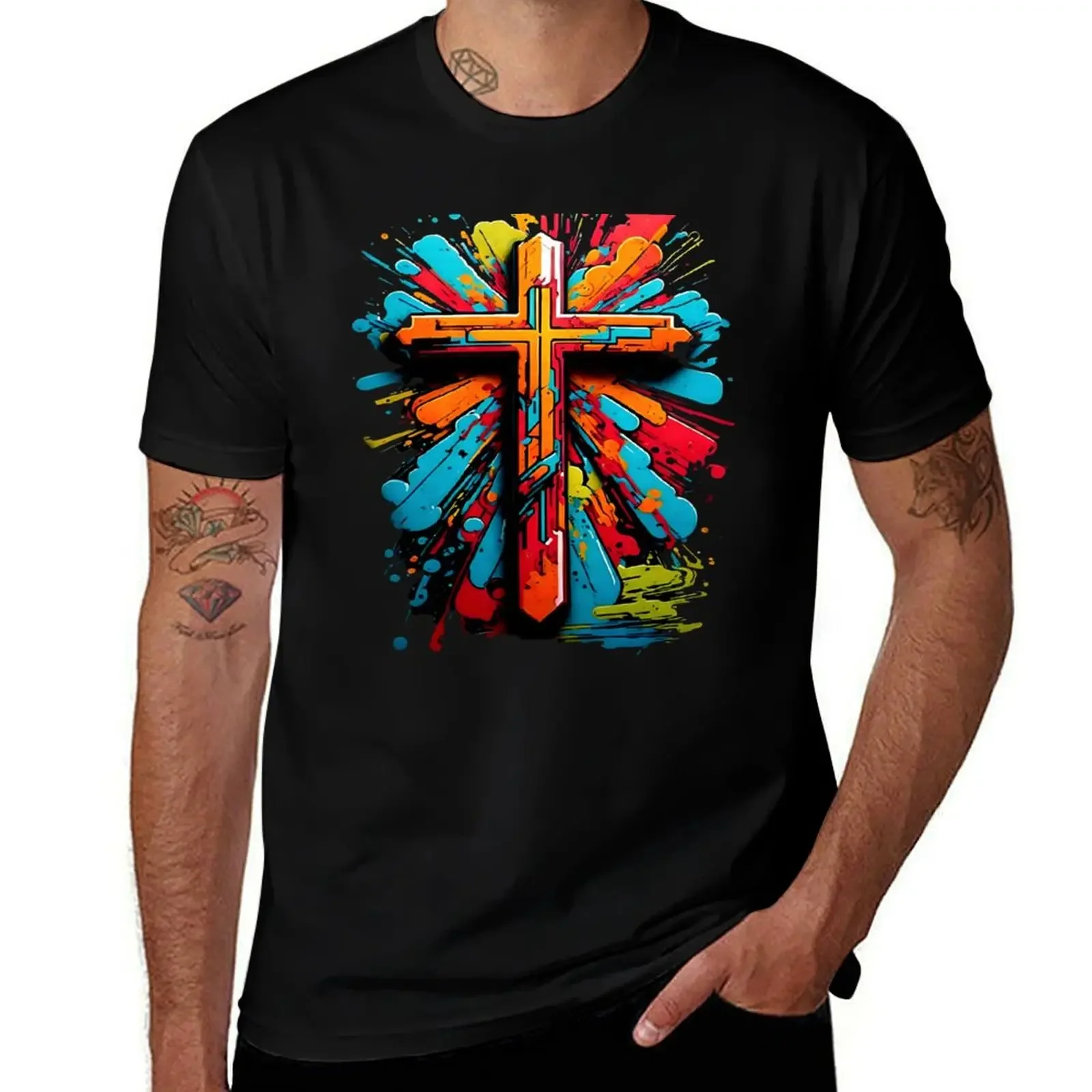 

Christian cross graffiti style. T-Shirt customs design your own for a boy clothes mens t shirts casual stylish