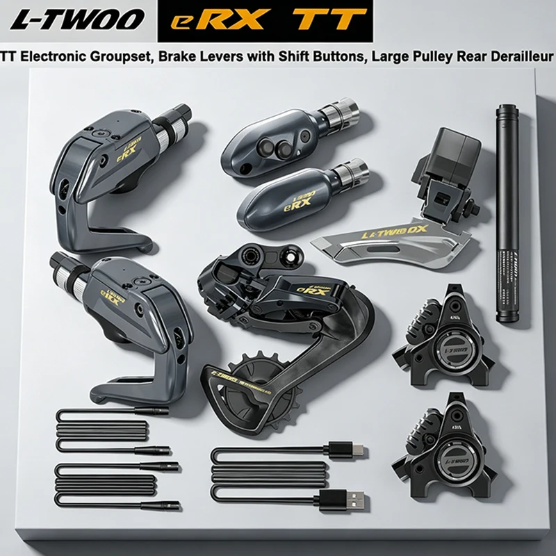 

LTWOO eRX-TT Electronic Road Bike Groupset 2x10/12-Speed Drivetrain with Hydraulic Disc Brakes New Wireless Electronic Shifting