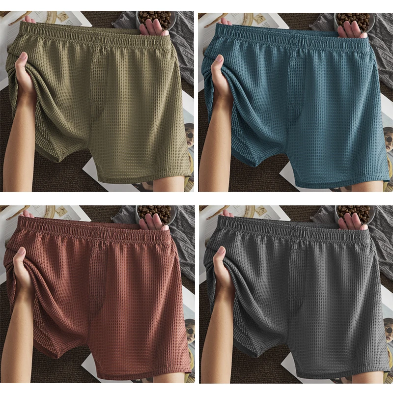 

4pcs Men's Boxer Shorts Ice Silk Underwear Plus Size Underpants Cool Breathable Loose Panties Summer Thin Mesh Comfortable Panty