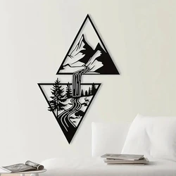 Landschap Thema Decor Muur Kunst Decoraties Berg Metalen Bord Gift Driehoek Voor Woonkamer