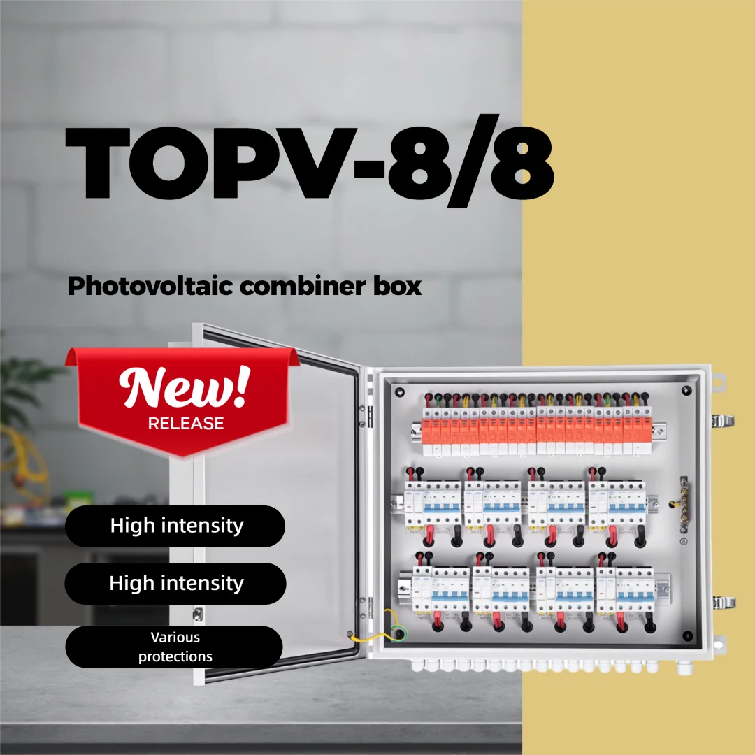 TOMZN 8 String Solar PV Combiner Box 1000V DC Pre-Wired with MCB Circuit Breaker Fuse 3P SPD Surge Protection Lockable