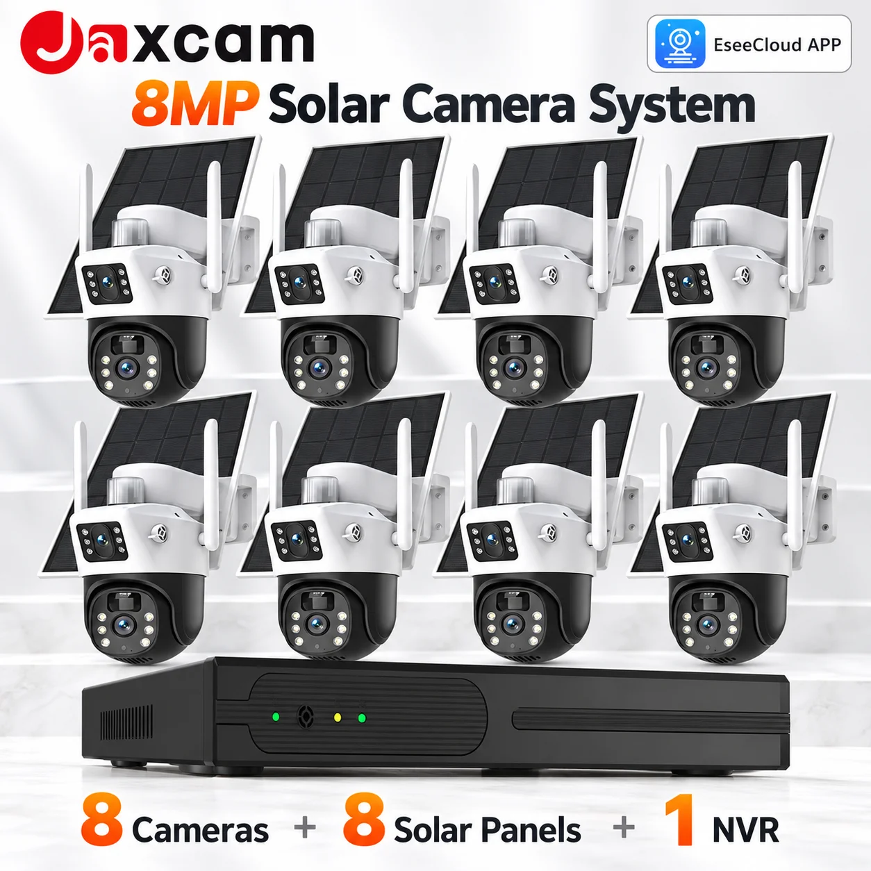 Solar Battery Cameras 10CH WiFi NVR Kit 8MP 4K Wireless Security Outdoor Wireless IP Camera Dual Lens Surveillance System Kit