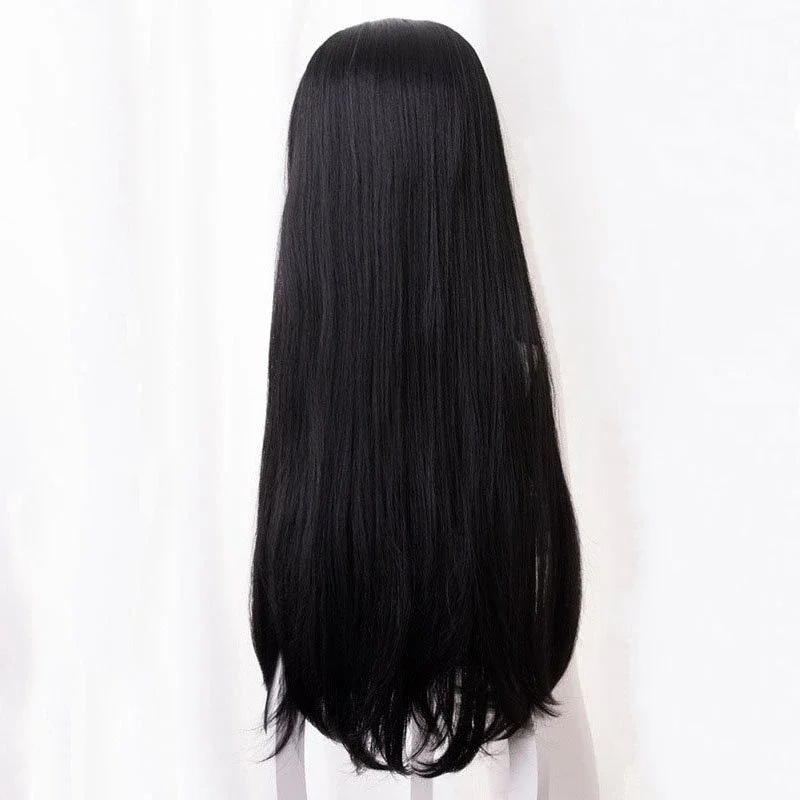 Kochou KanaeวิกผมอะนิเมะKimetsuไม่มีYaibaคอสเพลย์สังเคราะห์ผมยาวสีดําฮาโลวีนCos Props