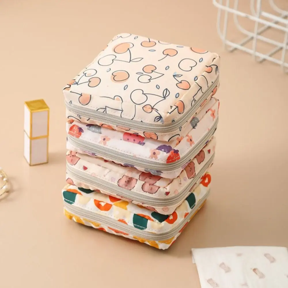 Strawberry Sanitary Napkin Storage Bag Cartoon Design Coin Purse Cherry Storage Bag Small Item Bag Cosmetic Bag