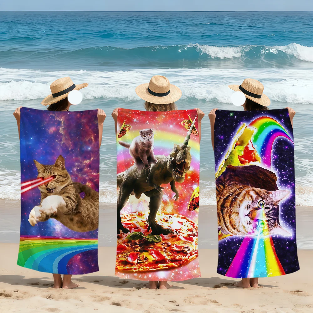 space Cowboy cats dinosaur Abstract funny meme art Soft Beach Towels Quick Dry Pool Towel Travel Gym bathing Spa Camp sport Gift