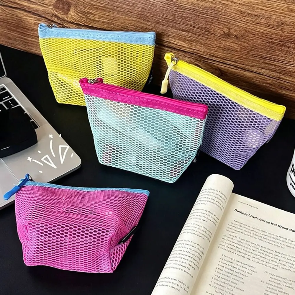 New Nylon Mesh Cosmetic Bag Portable Zipper Closure Cosmetic Storage Bag Mesh Travel Sundries Bag For Travel