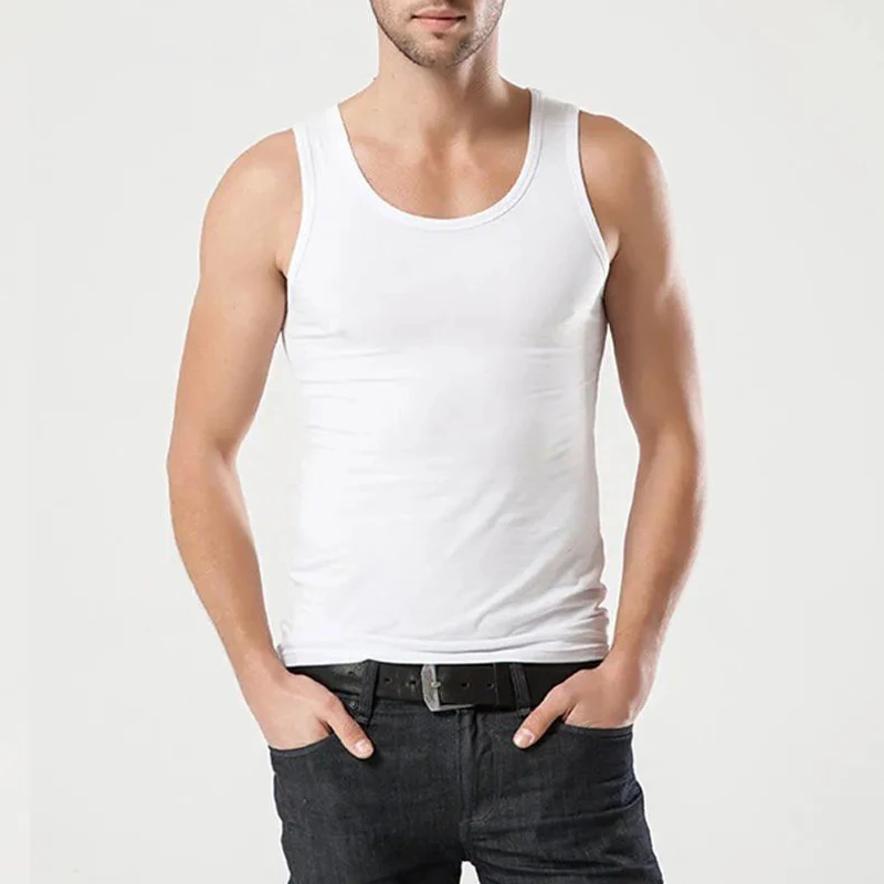 Men's Vest Pure Cotton Undershirts Bodybuilding Motion Outerwear Sweatshirt Elastic Male Undershirt Tees Tank Top Bodysuit