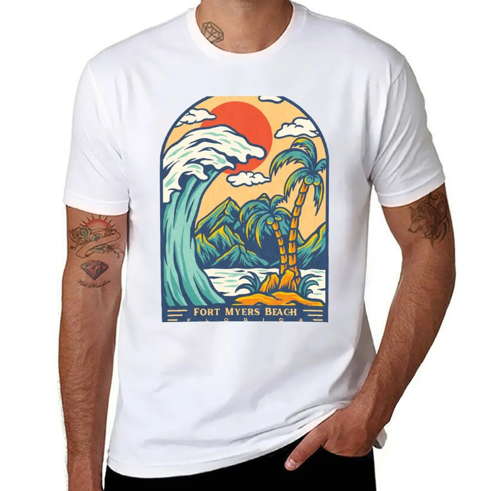 

Футболка Fort Myers Beach Palm Sun, мужские футболки с рисунком, мужские футболки, футболка с графикой