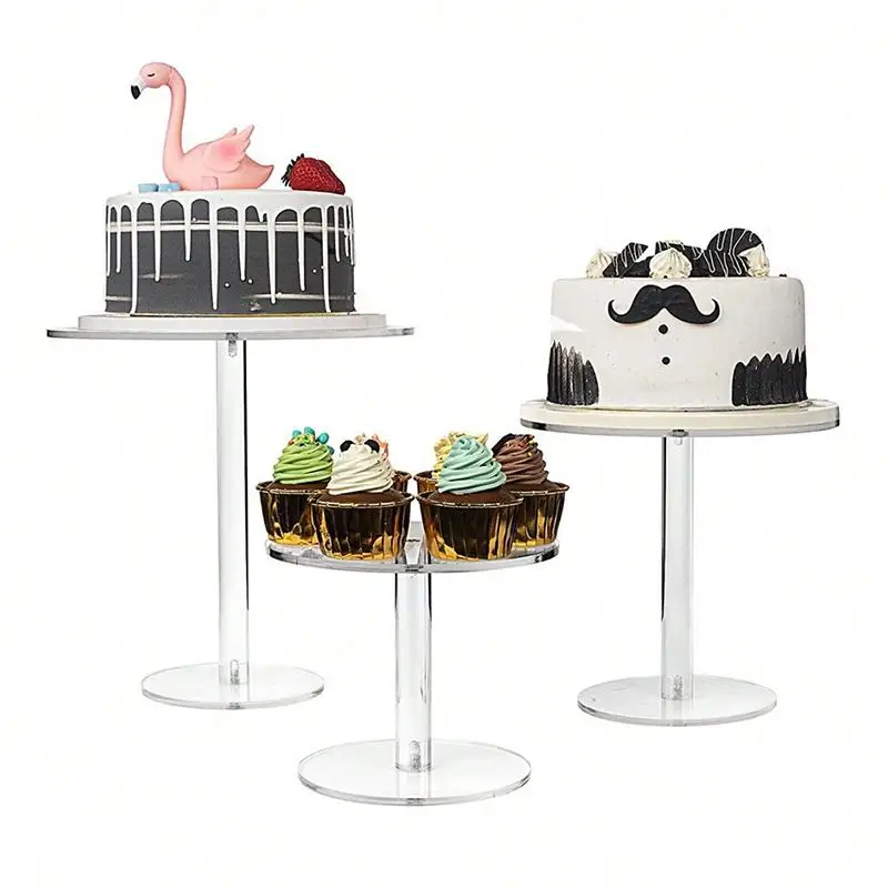 【xxx】Transparent Acrylic Cake Rack Round Cake Stand For Desserts Cupcake Pastry Candy Display Stand For Wedding  Birthday Party