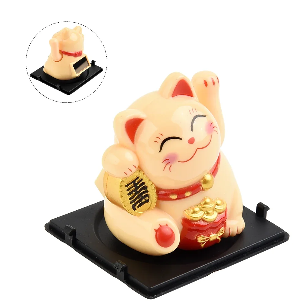 New High Quality Lucky Cat Ornament Car Dashboard Decor Automatic Waving 1pcs Accessories Decoration Interior Mini