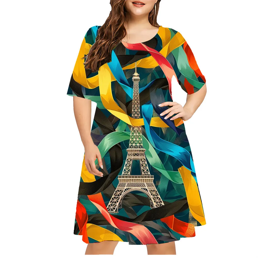 Beautiful 3D Peacock Print Dress Women Plus Size Loose Dress Summer Casual Pullover Ladies Retro Dress Large Sizes Clothing 9XL