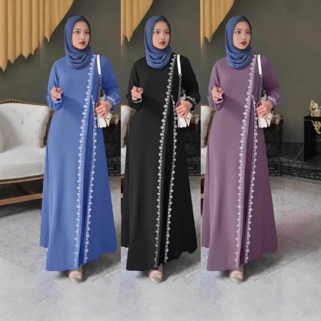 

Long Sleeve Casual Dubai Solid Color Dress Loose Casual Fashion Simple Temperament Elegant Holiday Style High-end Banquet Party