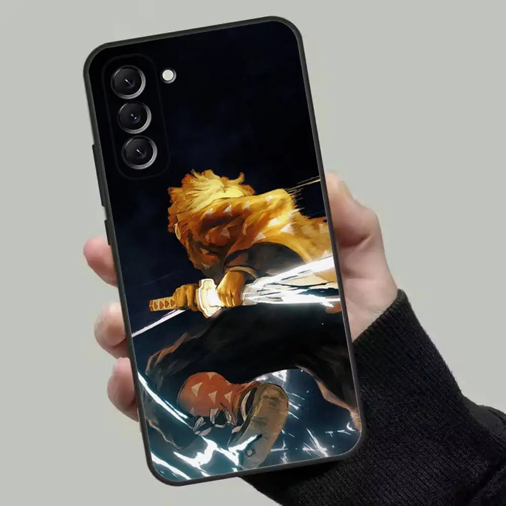 Agatsuma Zenitsu Anime coque de téléphone pour Samsung Galaxy A73, 72,51,53,52,71,22,5G, Note, J7,8,9 couverture noire souple