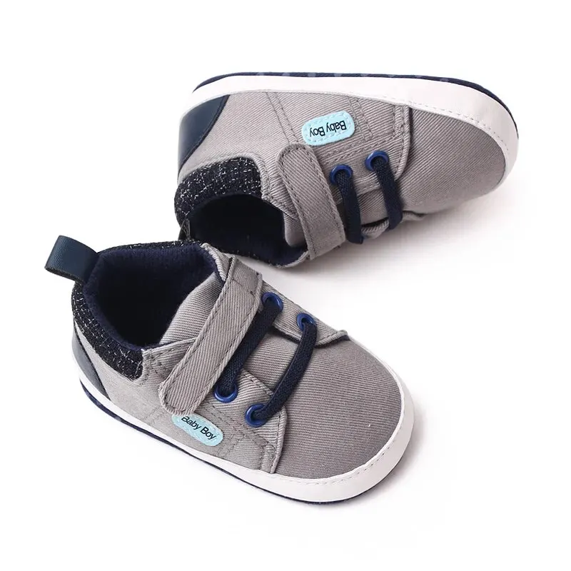 Baby Boy Shoes Canvas High Top Casual Soft Sole Newborn Sport Walking 0-18 Months