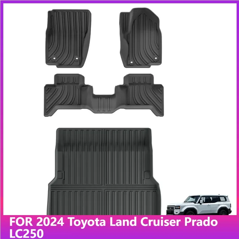 

Коврики для 2024 Toyota Land Cruiser Prado LC250, 5 мест, только подходят для правого руля, автомобильные коврики для багажника, коврик для ног TPE 3D, черный