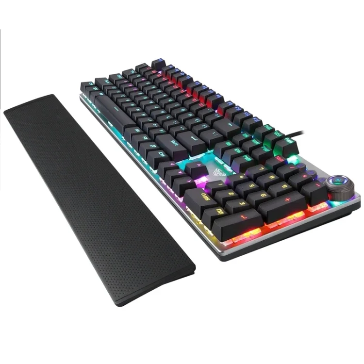 AULA F2088/F2058 108 Keys Mixed Light Mechanical Blue Switch gaming keyboard  with Metal Button Wired USB gaming keyboard