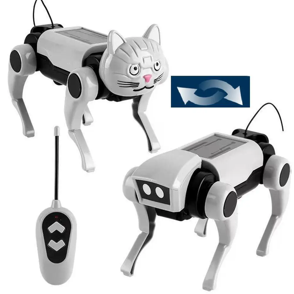 Remote Control Robot Toy Mechanical Dog Cat Assembly Kit 2 In 1 Diy Assembling Educational Toys  For Children Boys Girls