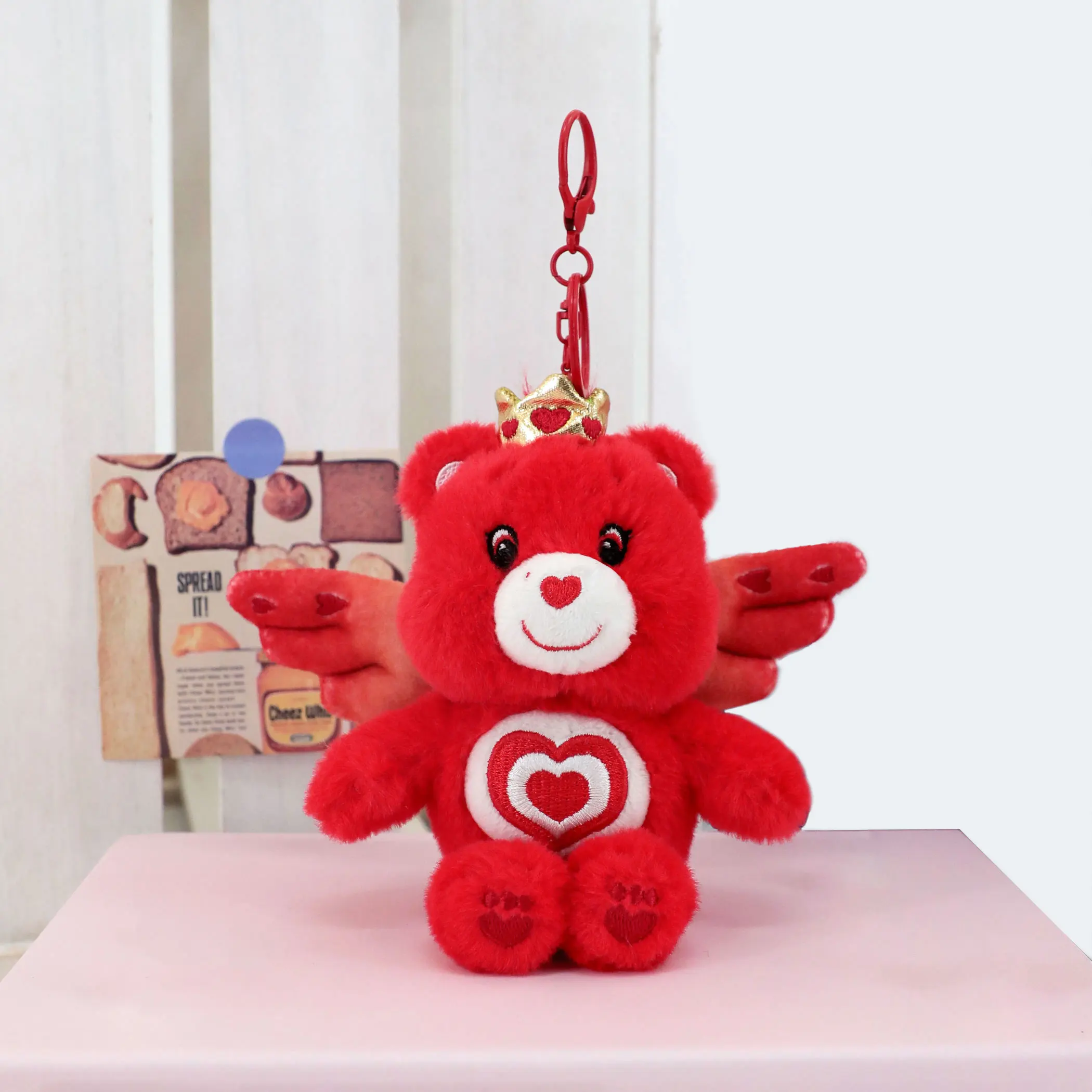 Care Bears Niedliches Engelsflügel-Plüschtier, Schlüsselanhänger, gefüllte Puppe, Anhänger, Tasche und Gepäck, Zubehör, perfektes Geburtstagsgeschenk