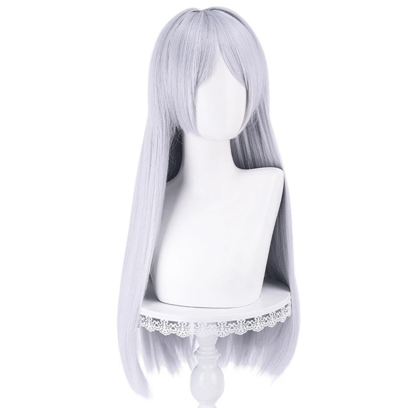 Halloween & Cos Convention Wig 2025 - Frieren Silver Long Straight Hair, Realistic Scalp Top Extended Costume Cosplay Hair