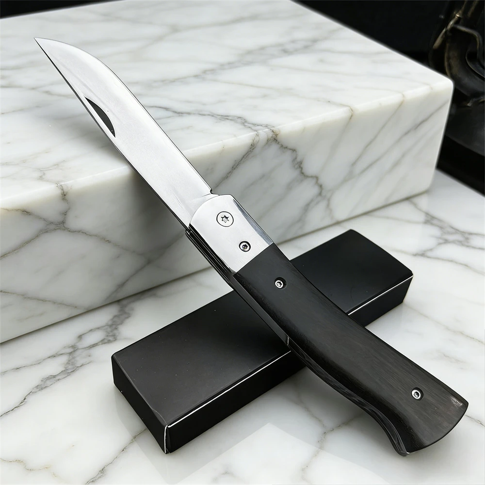 EDC Folding Knife 5Cr13MoV Steel Blade Pocket Knives with Ebony Wood Handle for Outdoor Camping Hunting Multifunctional
