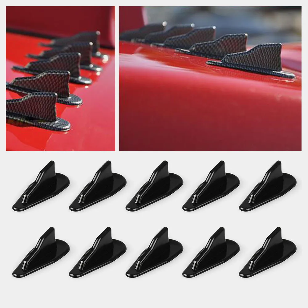 

10pcs/Set Diffuser Shark Fin Kit Compatible with Spoiler Roof Wing Air Vortex Generator Carbon Fiber Pattern